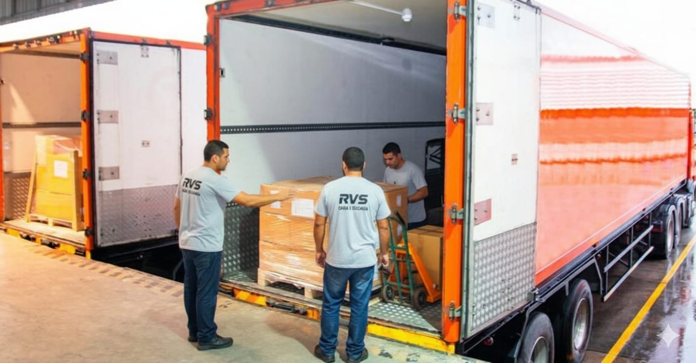 Time RVS descarregando caminhão