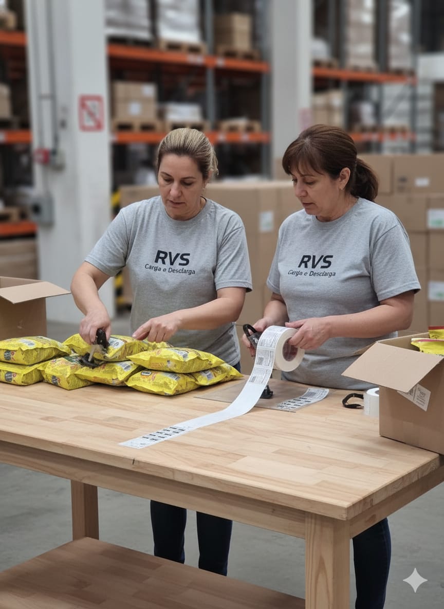 Equipe RVS realizando etiquetagem e reembalagem